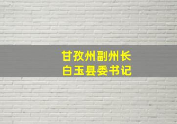 甘孜州副州长 白玉县委书记